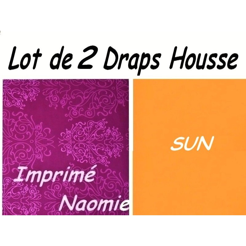 TOP PROMO / LOT 2 DRAP HOUSSE 160x190  / 2DHNAOMIESUN