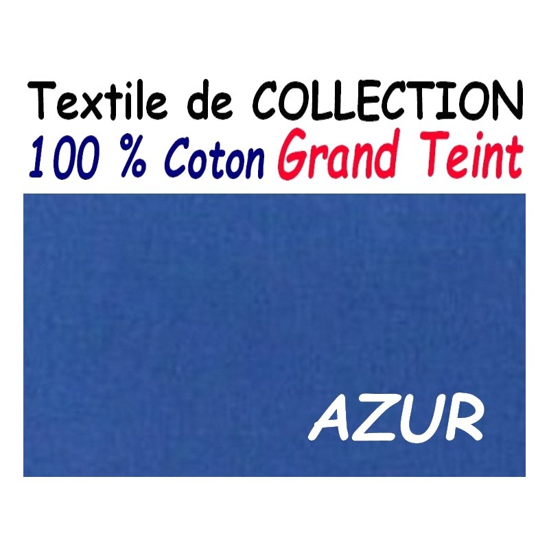 TAIE D' OREILLER 60x60 cm GRAND TEINT 100 % COTON / AZUR